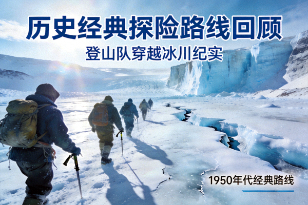 历史经典探险路线回顾 - 登山队穿越冰川